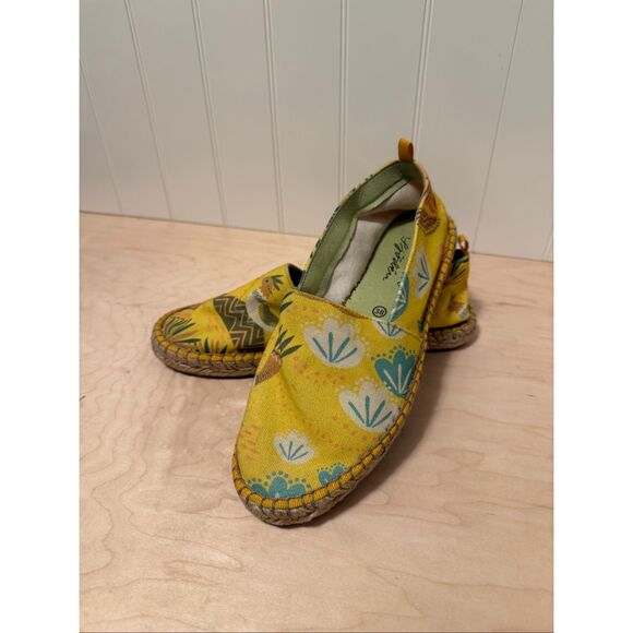 Gudrun Sjoden Yellow Floral Canvas Flats Women Slip-On Espadrilles size 38 (7.5) - Picture 13 of 16
